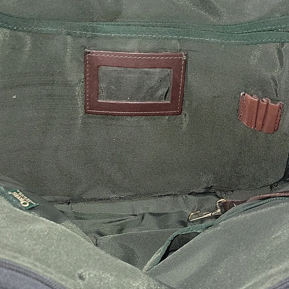 Orvis Green and Brown Canvas Leather Briefcase - Men